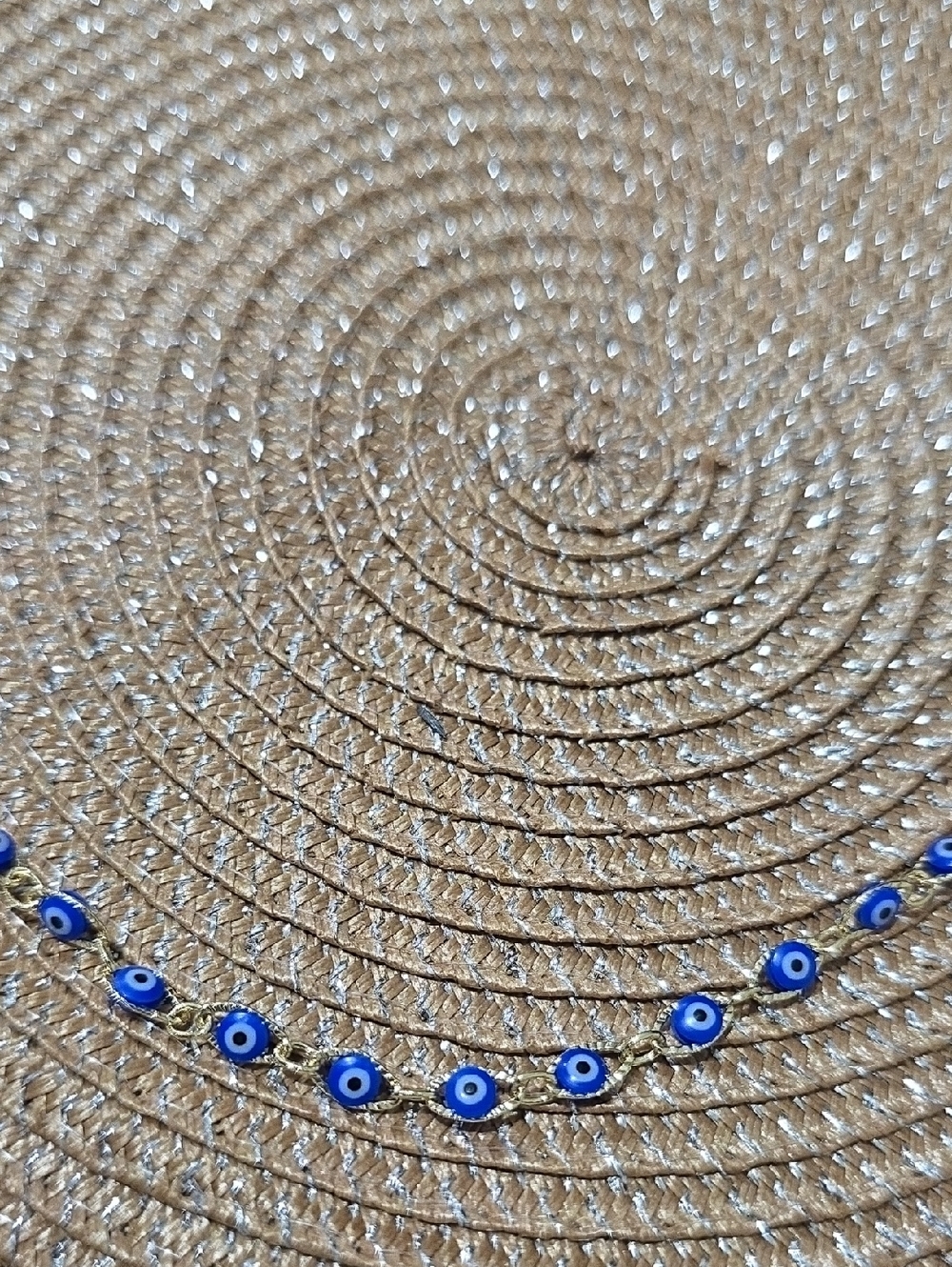 Gold-Tone Bracelet with Blue Eye Beads